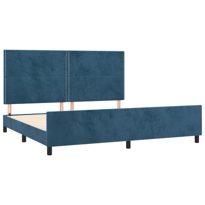 Estrutura de cama c/ cabeceira 200x200 cm veludo azul-escuro