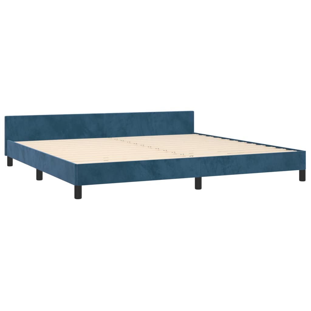 Estrutura de cama c/ cabeceira 200x200 cm veludo azul-escuro