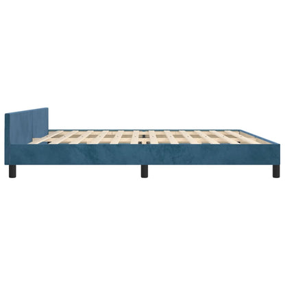 Estrutura de cama c/ cabeceira 200x200 cm veludo azul-escuro