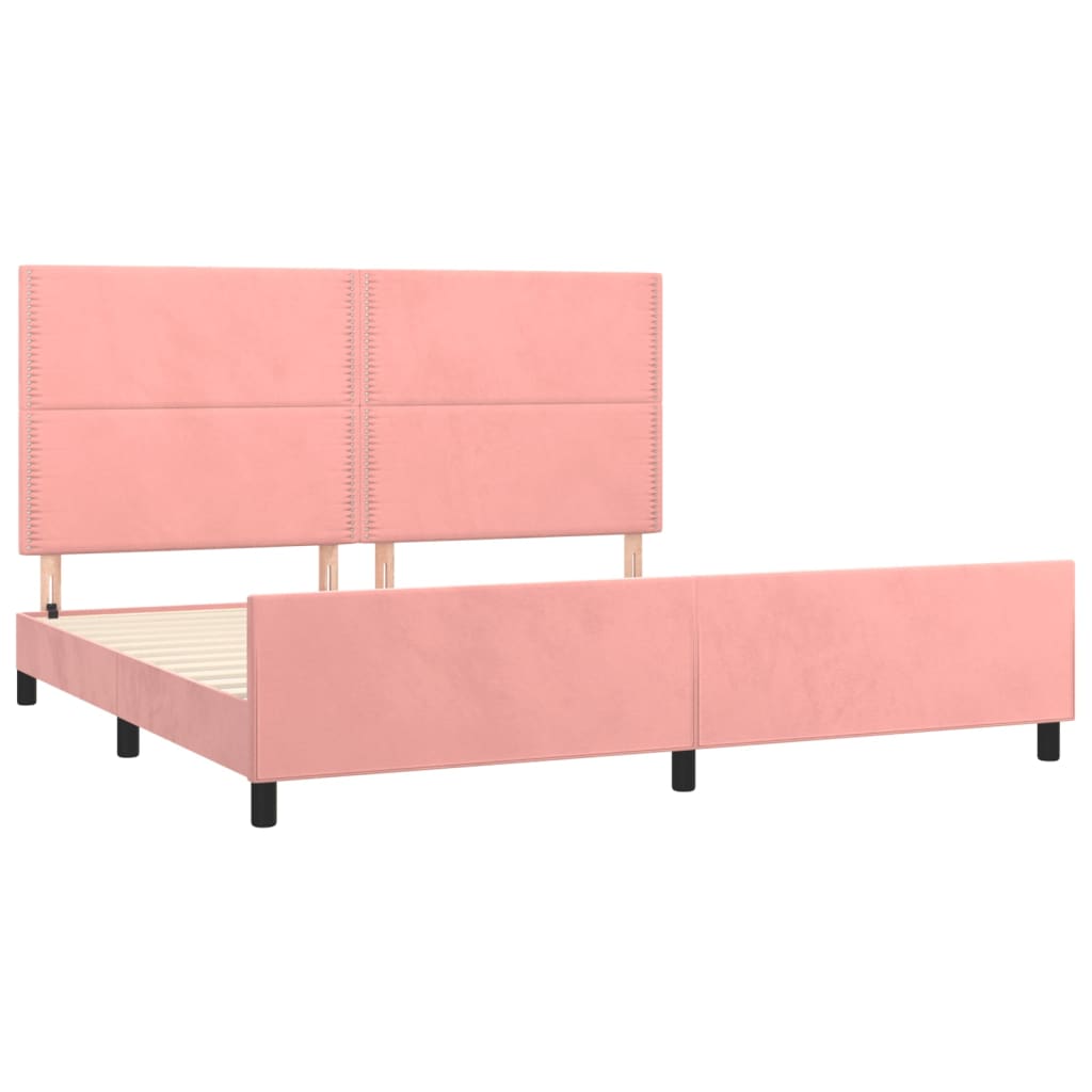 Estrutura de cama c/ cabeceira 200x200 cm veludo rosa