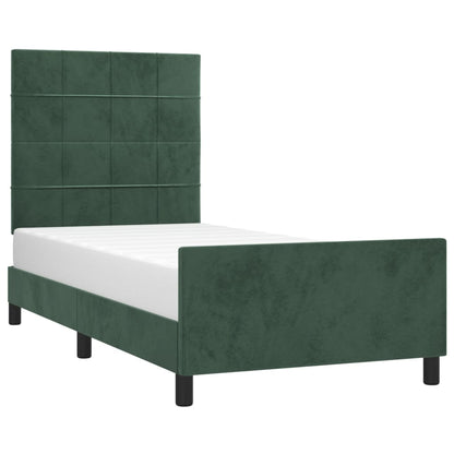 Estrutura de cama c/ cabeceira 80x200 cm veludo verde-escuro