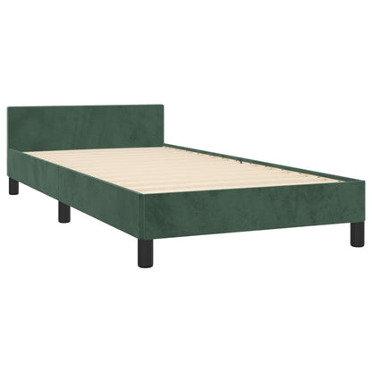 Estrutura de cama c/ cabeceira 80x200 cm veludo verde-escuro