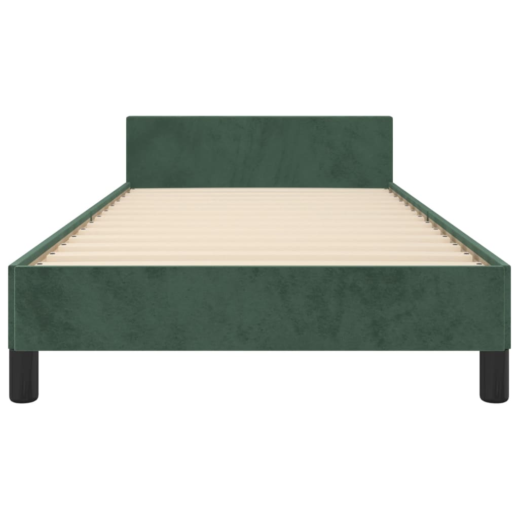 Estrutura de cama c/ cabeceira 80x200 cm veludo verde-escuro