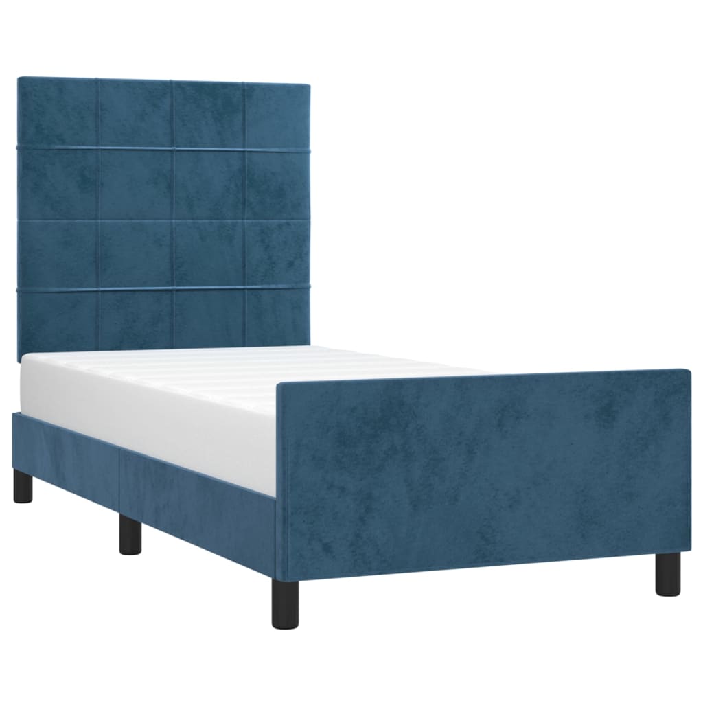 Estrutura de cama c/ cabeceira 80x200 cm veludo azul-escuro