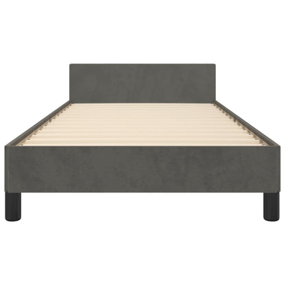 Estrutura de cama c/ cabeceira 90x190 cm veludo cinzento-escuro