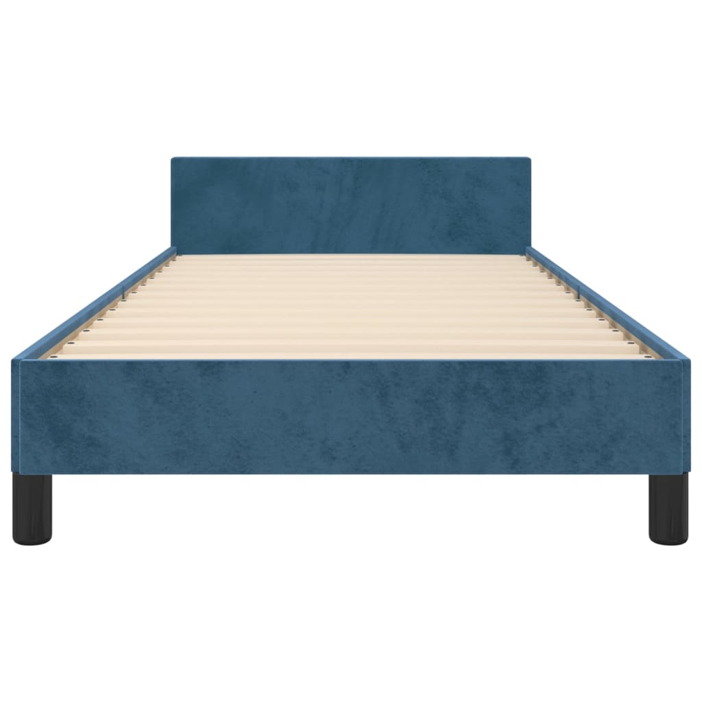 Estrutura de cama c/ cabeceira 90x190 cm veludo azul-escuro