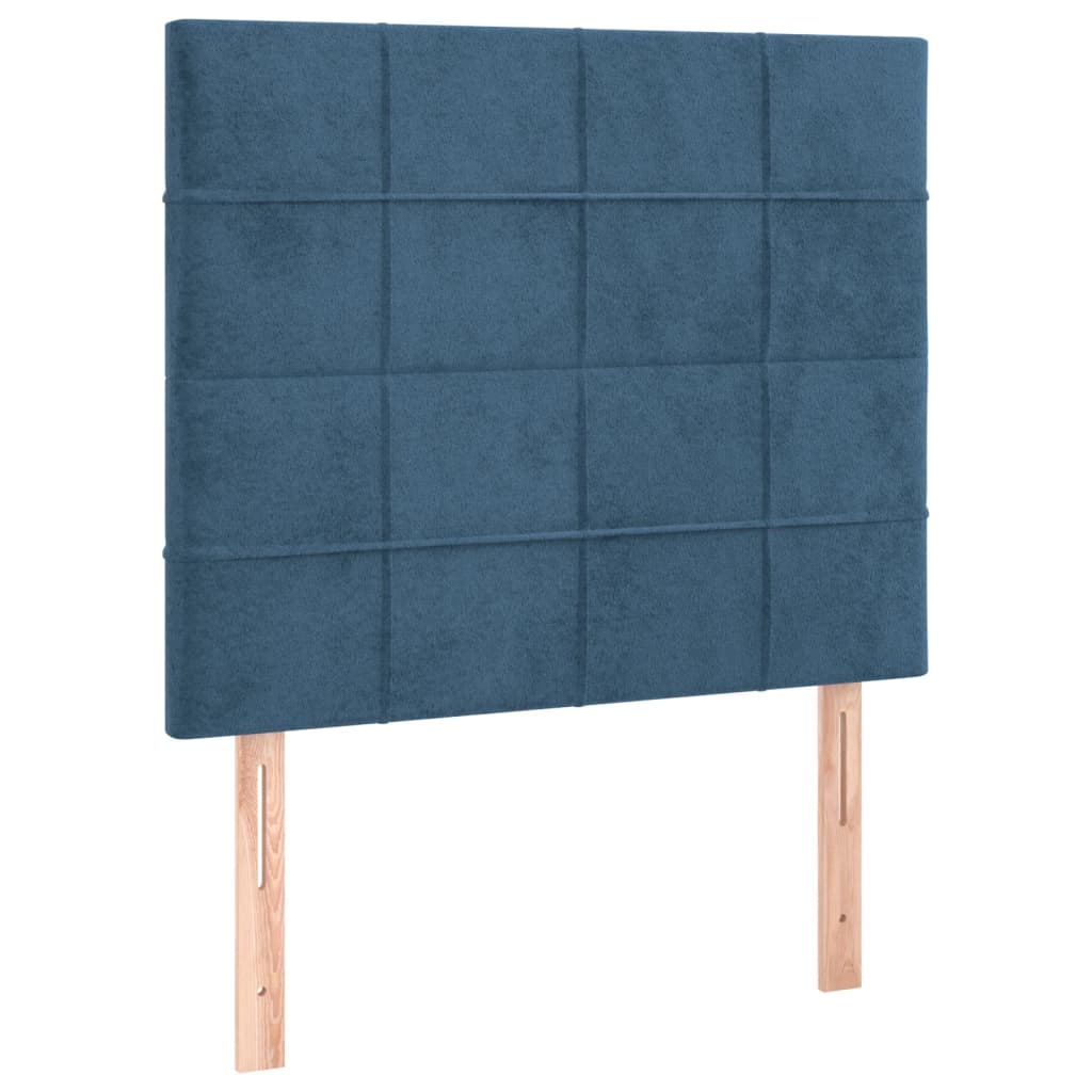 Estrutura de cama c/ cabeceira 90x200 cm veludo azul-escuro