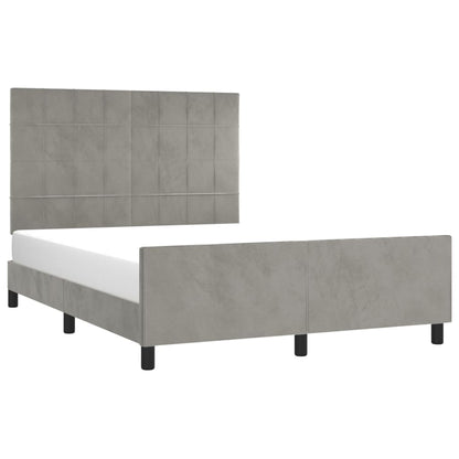 Estrutura de cama c/ cabeceira 140x190 cm veludo cinzento-claro