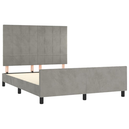 Estrutura de cama c/ cabeceira 140x190 cm veludo cinzento-claro