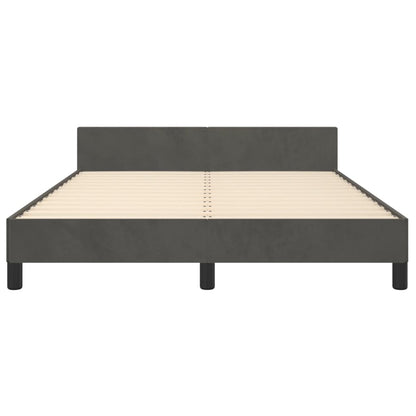 Estrutura de cama c/ cabeceira 140x190cm veludo cinzento-escuro