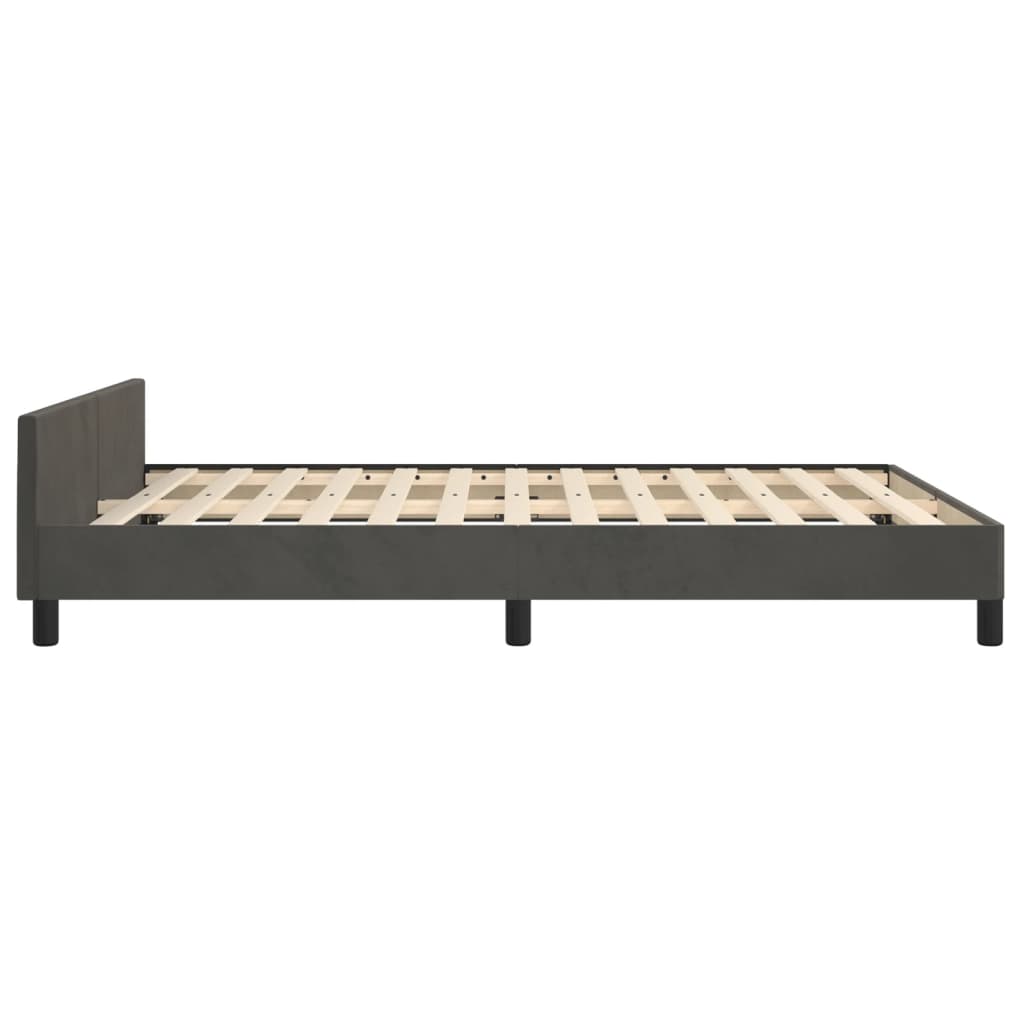 Estrutura de cama c/ cabeceira 140x190cm veludo cinzento-escuro