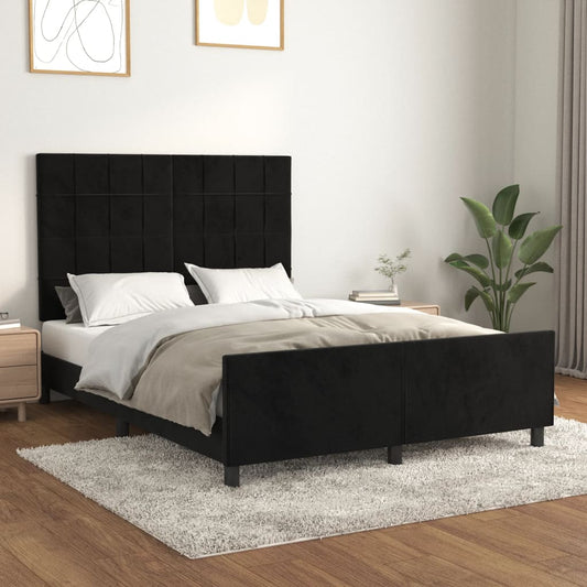 Estrutura de cama c/ cabeceira 140x190 cm veludo preto