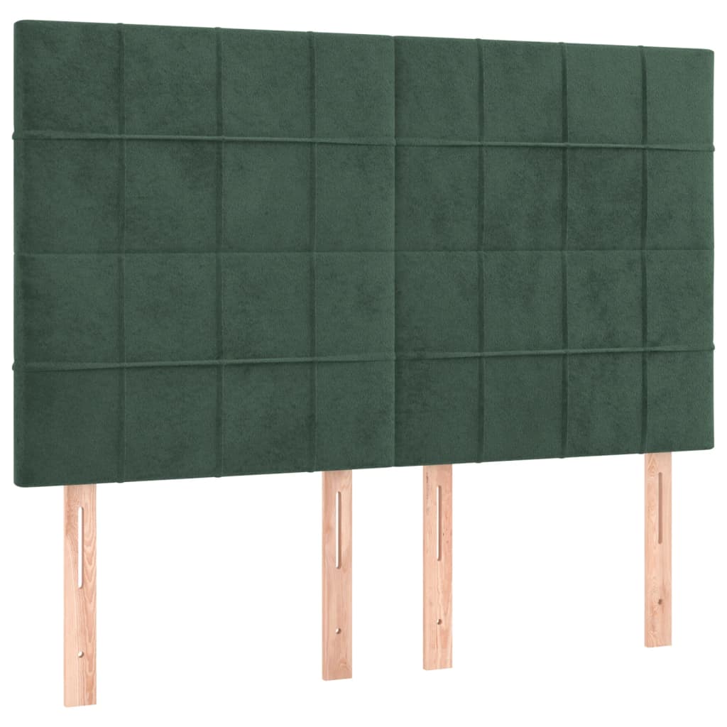 Estrutura de cama c/ cabeceira 140x190 cm veludo verde-escuro