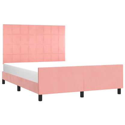 Estrutura de cama c/ cabeceira 140x190 cm veludo rosa