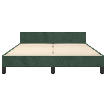 Estrutura de cama c/ cabeceira 140x200 cm veludo verde-escuro