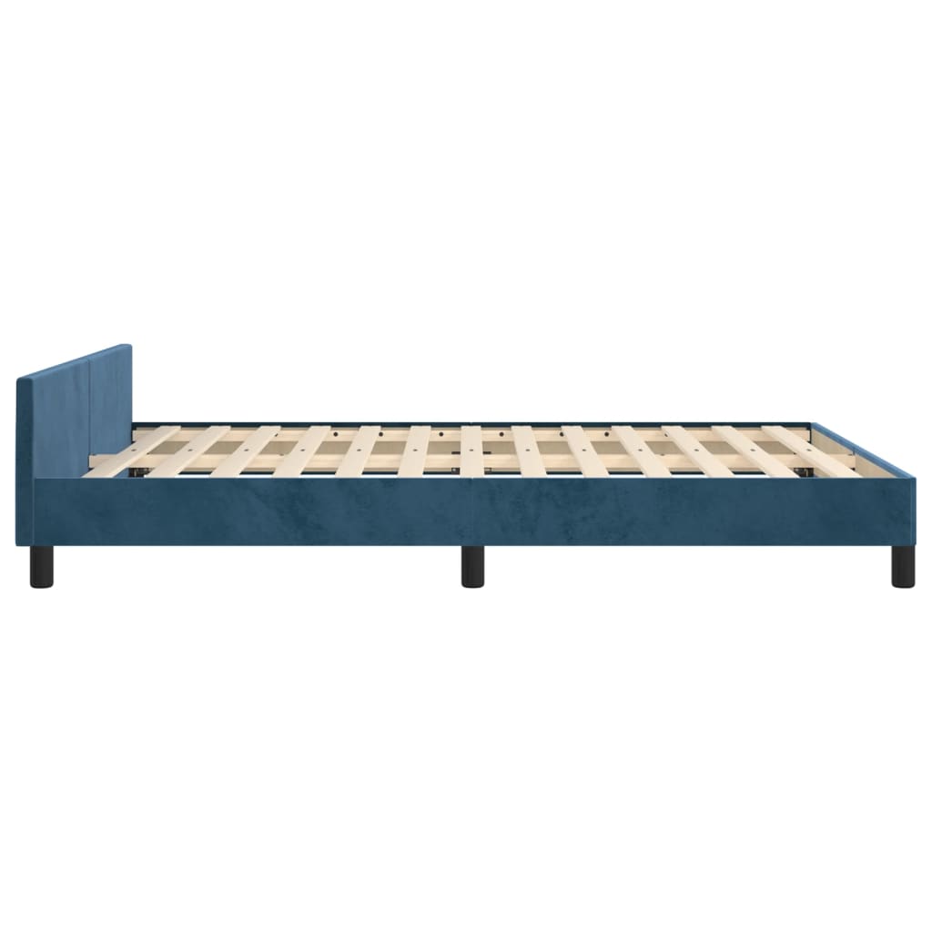 Estrutura de cama c/ cabeceira 140x200 cm veludo azul-escuro