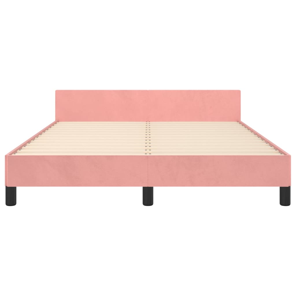 Estrutura de cama c/ cabeceira 140x200 cm veludo rosa