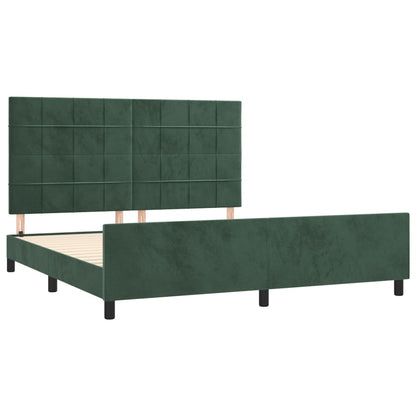 Estrutura de cama c/ cabeceira 160x200 cm veludo verde-escuro