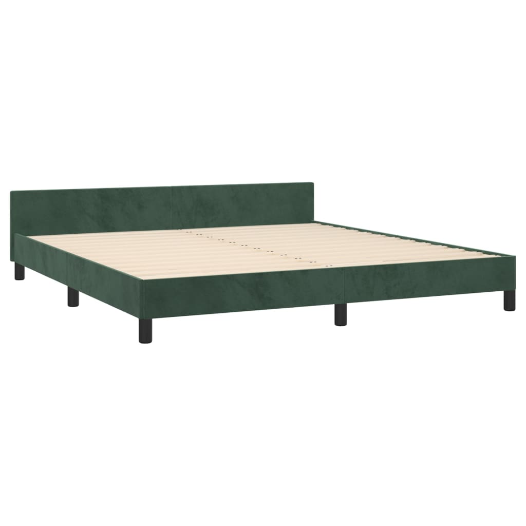 Estrutura de cama c/ cabeceira 160x200 cm veludo verde-escuro