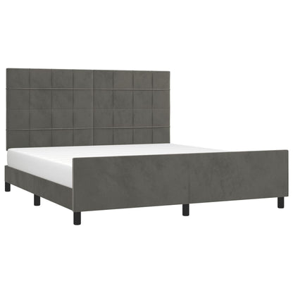 Estrutura de cama c/ cabeceira 180x200cm veludo cinzento-escuro