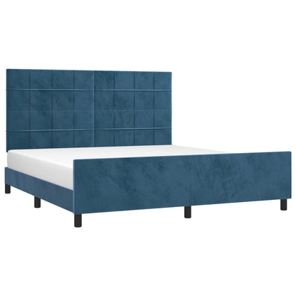 Estrutura de cama c/ cabeceira 180x200 cm veludo azul-escuro