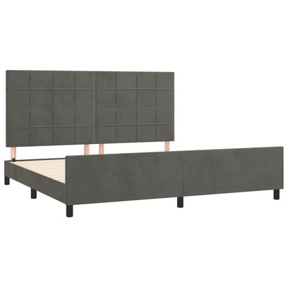 Estrutura de cama c/ cabeceira 200x200cm veludo cinzento-escuro