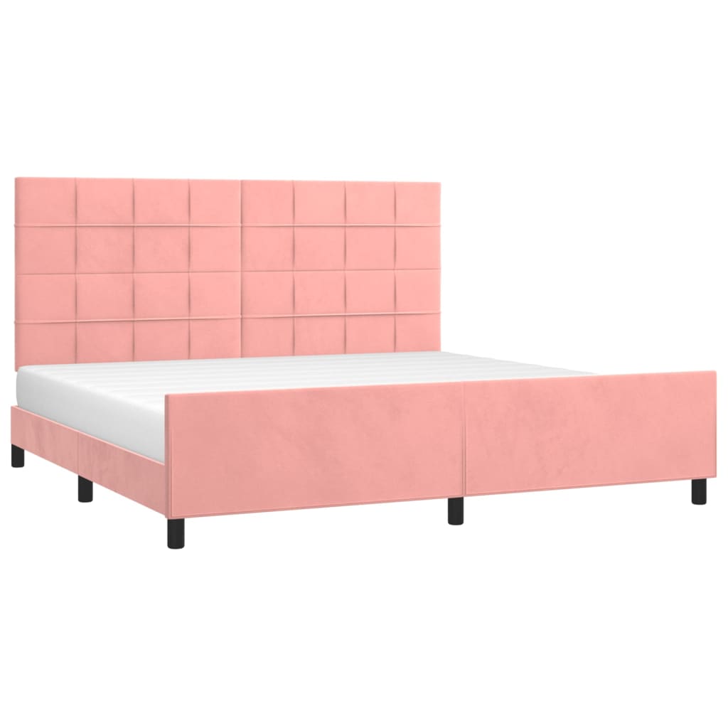 Estrutura de cama c/ cabeceira 200x200 cm veludo rosa