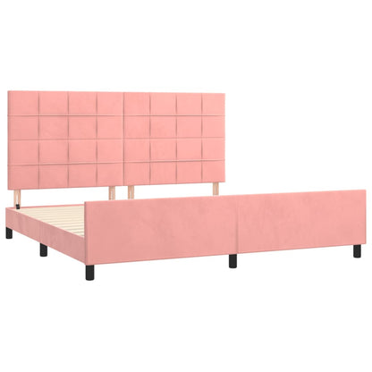 Estrutura de cama c/ cabeceira 200x200 cm veludo rosa