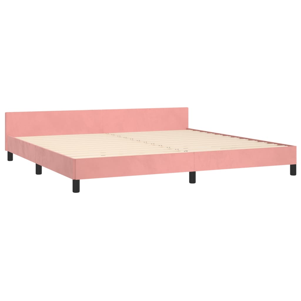 Estrutura de cama c/ cabeceira 200x200 cm veludo rosa