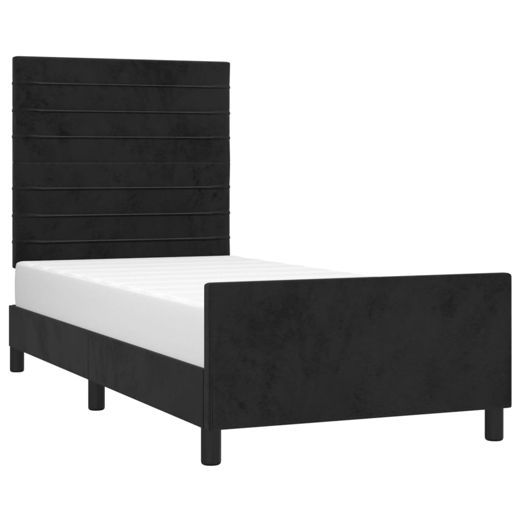 Estrutura de cama c/ cabeceira 80x200 cm veludo preto