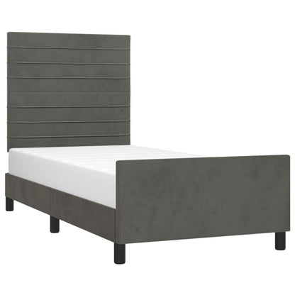 Estrutura de cama c/ cabeceira 90x190 cm veludo cinzento-escuro