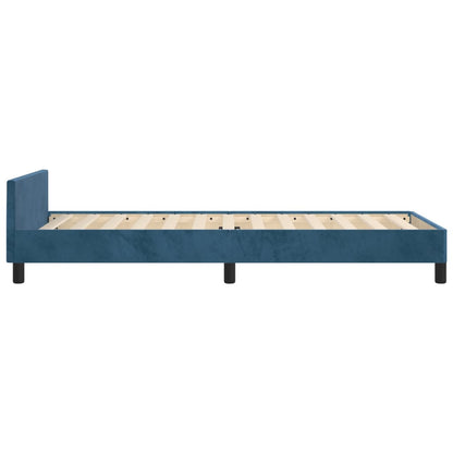 Estrutura de cama c/ cabeceira 90x190 cm veludo azul-escuro