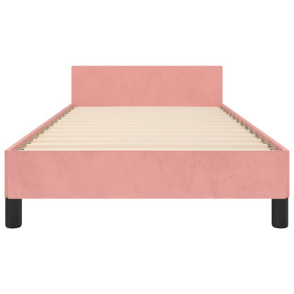 Estrutura de cama c/ cabeceira 90x190 cm veludo rosa