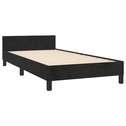 Estrutura de cama c/ cabeceira 90x200 cm veludo preto