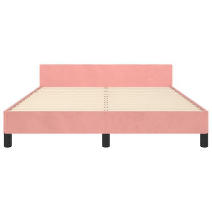 Estrutura de cama c/ cabeceira 140x190 cm veludo rosa