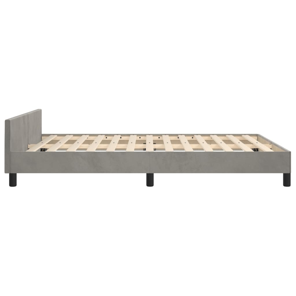 Estrutura de cama c/ cabeceira 140x200 cm veludo cinzento-claro