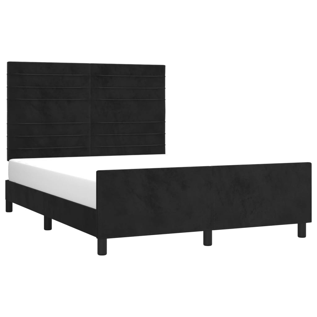 Estrutura de cama c/ cabeceira 140x200 cm veludo preto