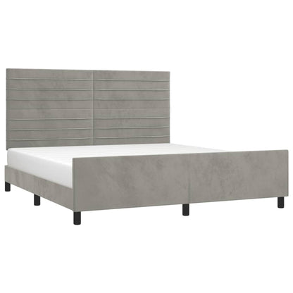 Estrutura de cama c/ cabeceira 160x200 cm veludo cinzento-claro