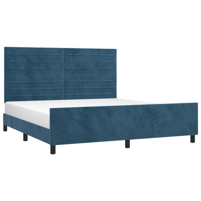 Estrutura de cama c/ cabeceira 160x200 cm veludo azul-escuro