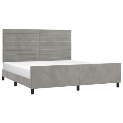 Estrutura de cama c/ cabeceira 180x200 cm veludo cinzento-claro