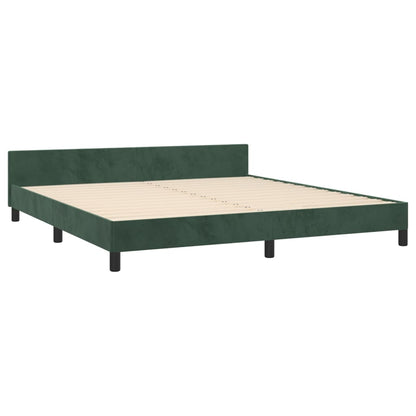 Estrutura de cama c/ cabeceira 180x200 cm veludo verde-escuro