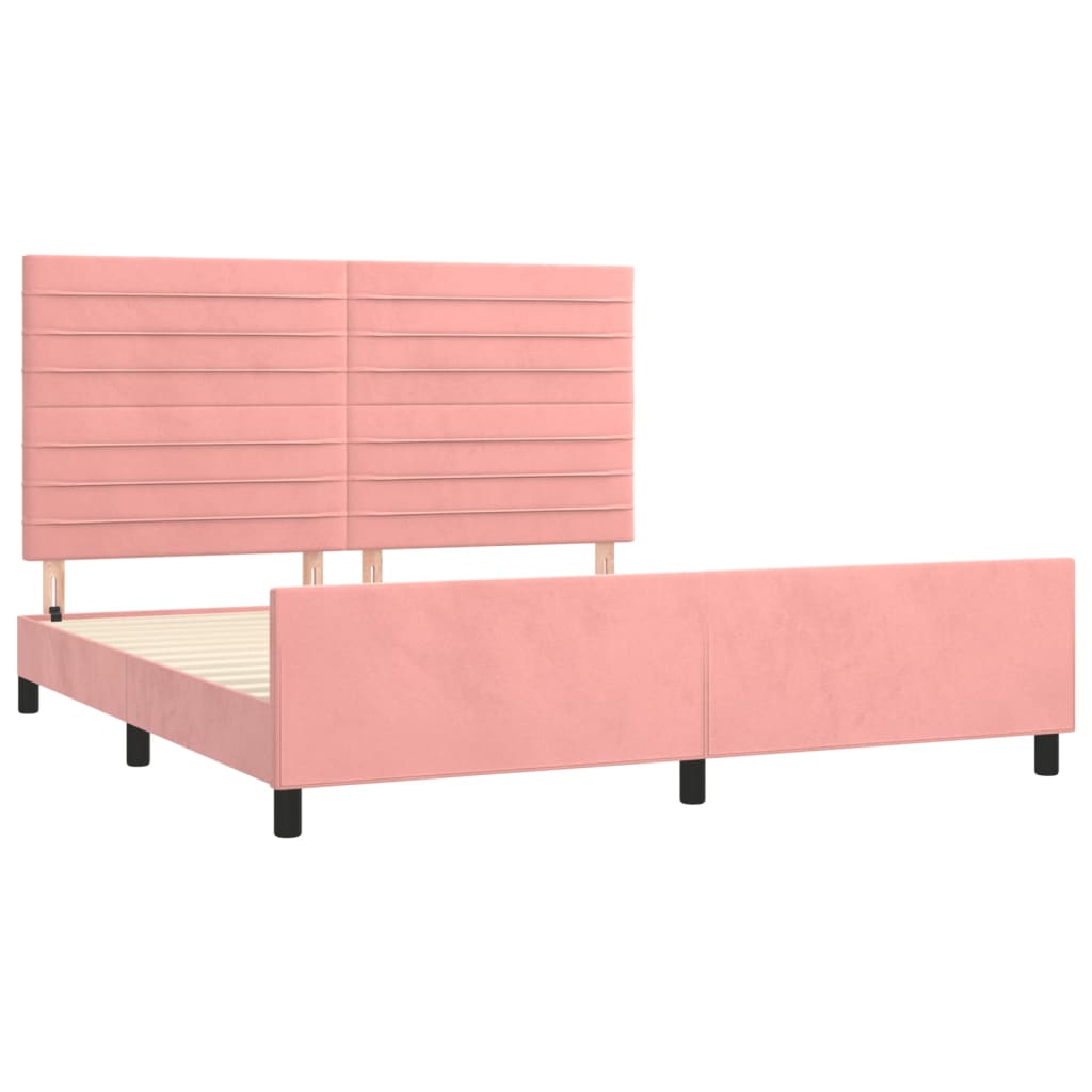 Estrutura de cama c/ cabeceira 180x200 cm veludo rosa