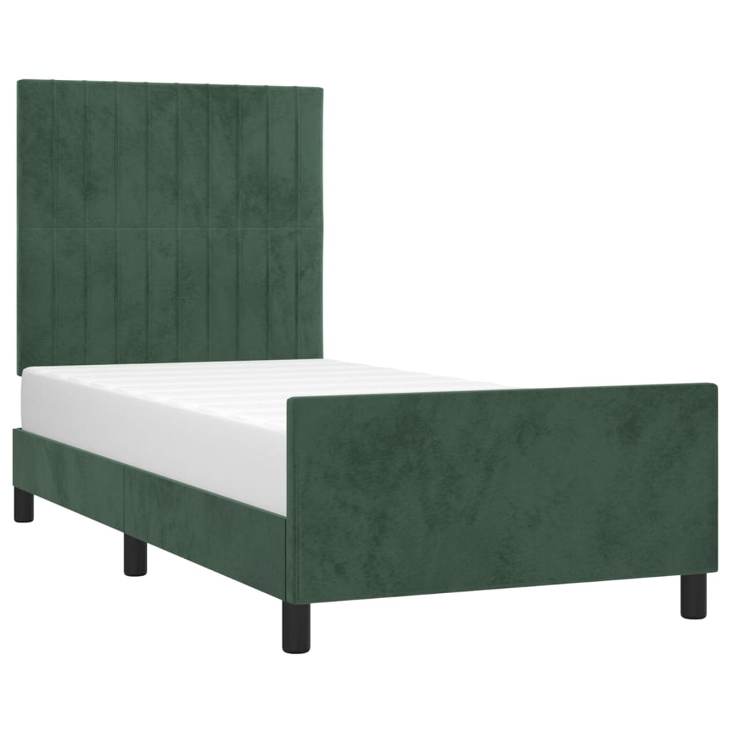 Estrutura de cama c/ cabeceira 80x200 cm veludo verde-escuro