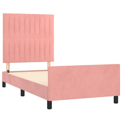 Estrutura de cama c/ cabeceira 80x200 cm veludo rosa