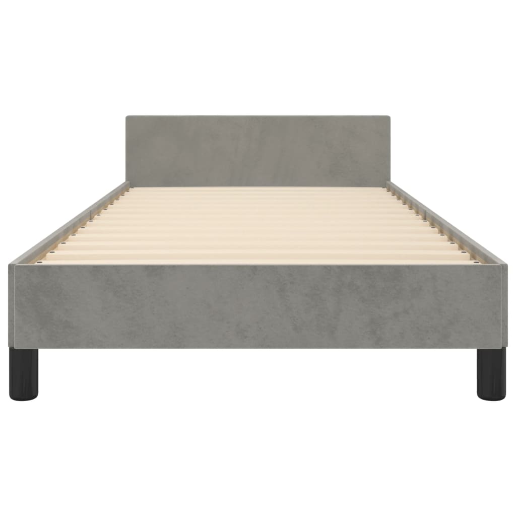 Estrutura de cama c/ cabeceira 90x190 cm veludo cinzento-claro