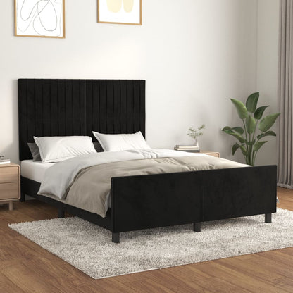 Estrutura de cama c/ cabeceira 140x190 cm veludo preto