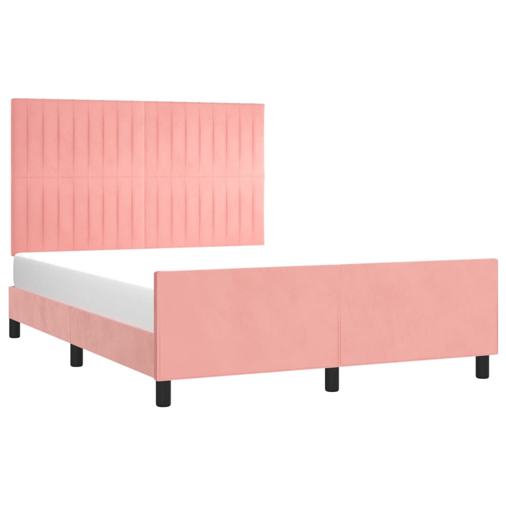 Estrutura de cama c/ cabeceira 140x200 cm veludo rosa