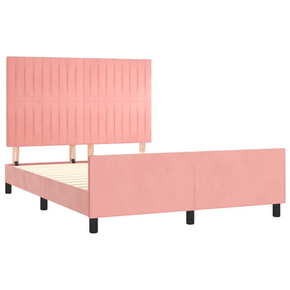 Estrutura de cama c/ cabeceira 140x200 cm veludo rosa