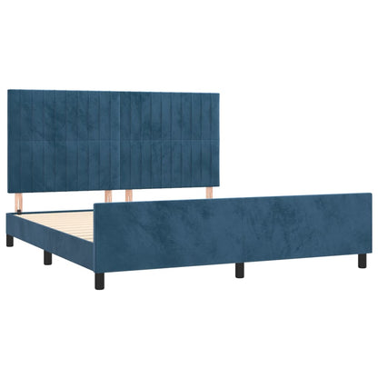 Estrutura de cama c/ cabeceira 160x200 cm veludo azul-escuro