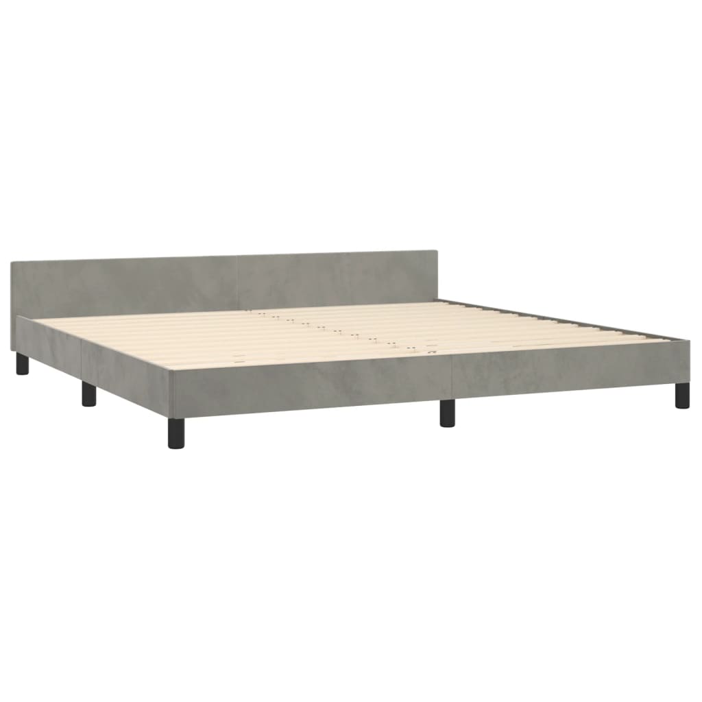 Estrutura de cama c/ cabeceira 200x200 cm veludo cinzento-claro